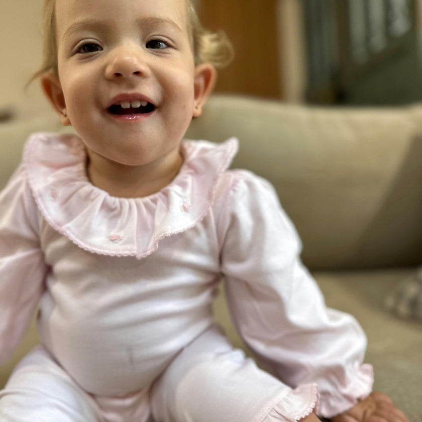 Pima Ruffle Baby Pants Pink