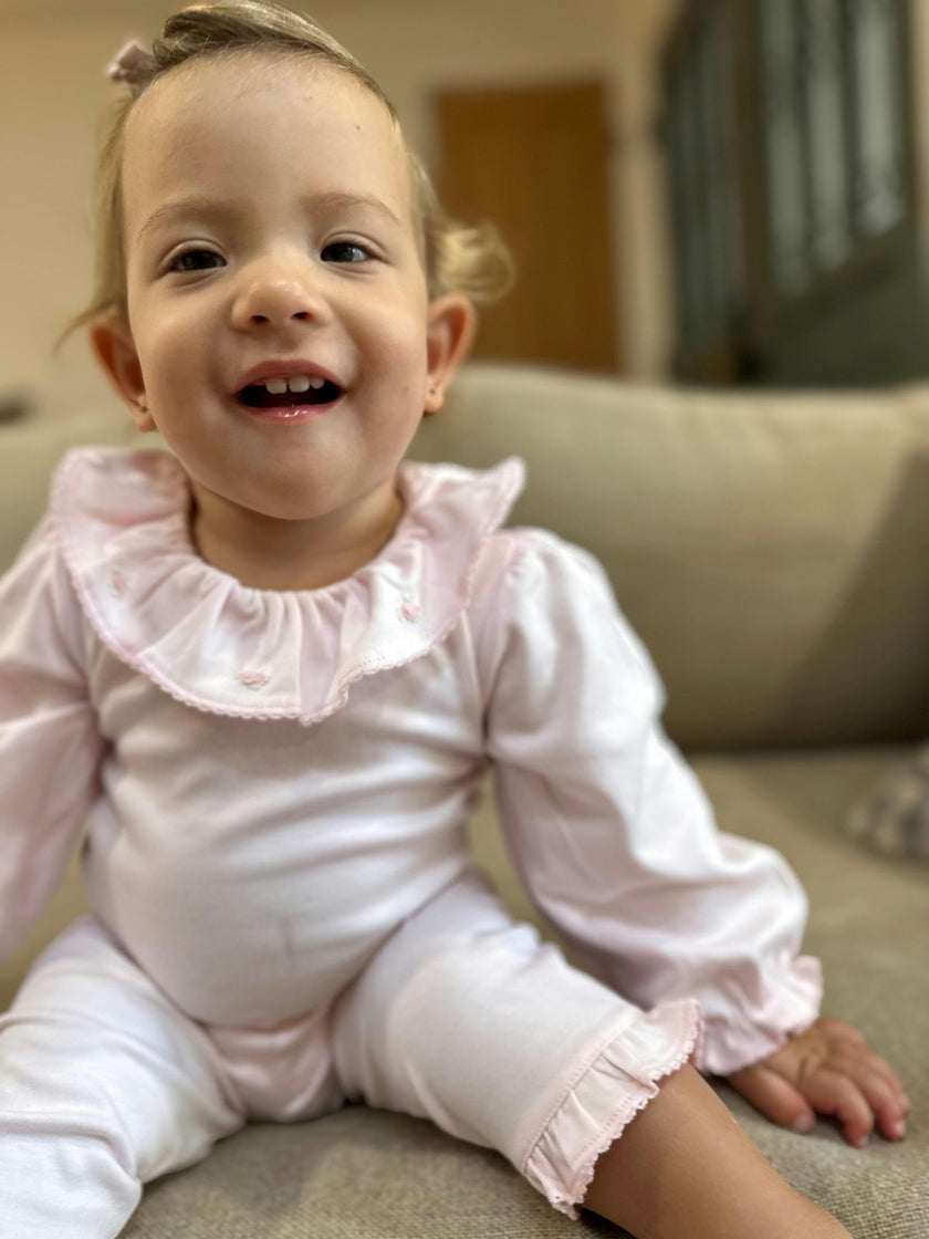 Pima Ruffle Baby Pants Pink
