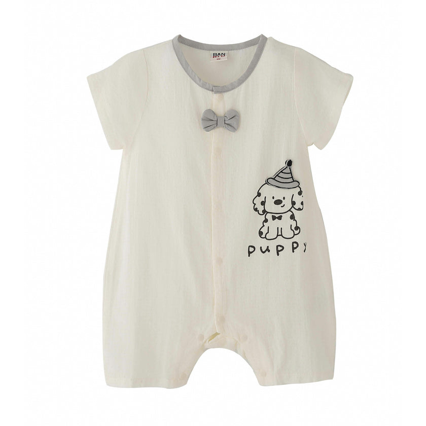 Cream Puppy Bow Romper