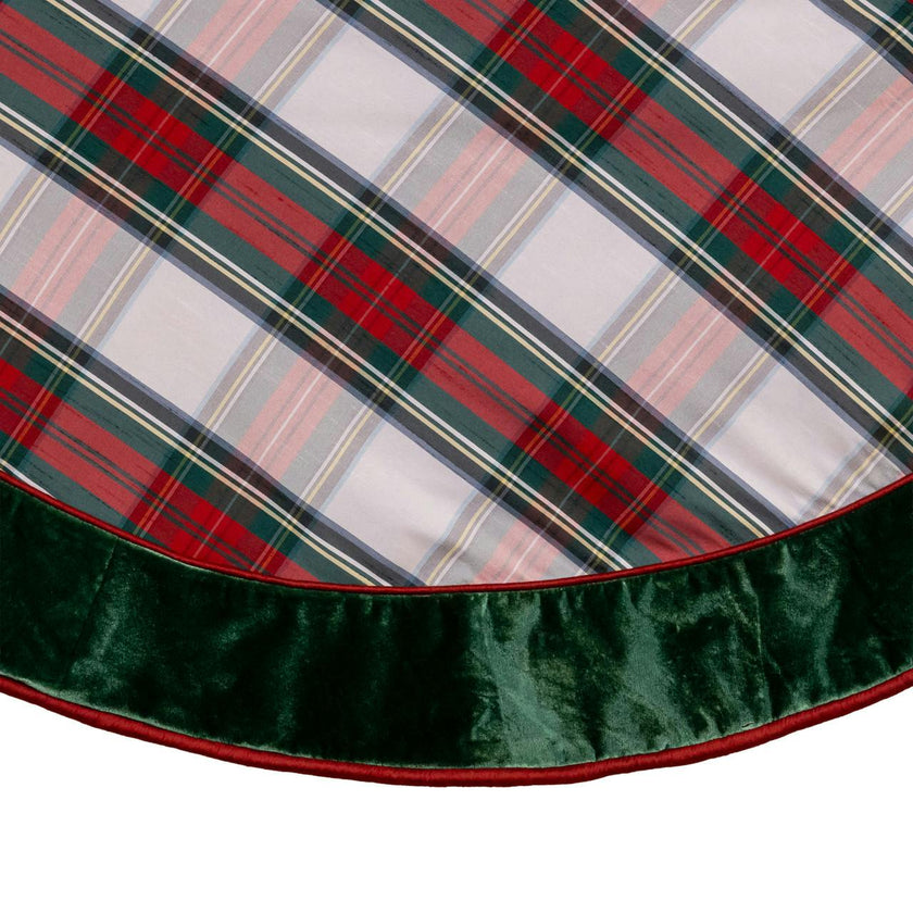 Kurt Adler 48-Inch Red and Green Plaid Velvet Border Tree Skirt