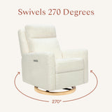 Sigi Pro Power Glider Recliner W/ Power Lumbar In Cream Shearling W/Light Wood Base