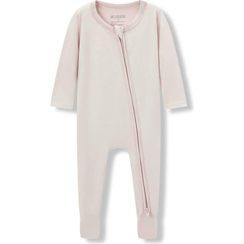 Sepia Rose Luxe Solid Zipper Footed Romper