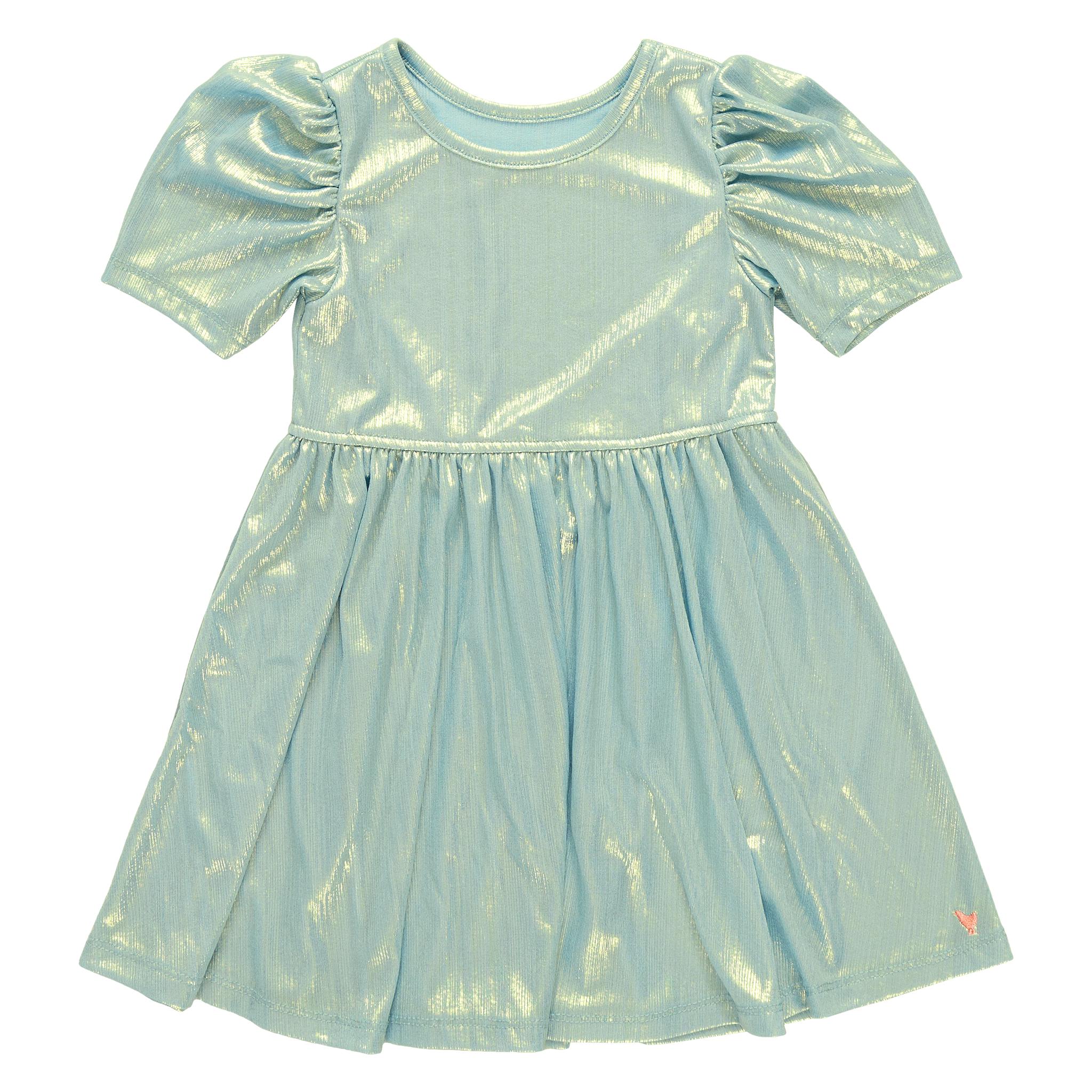 Girls Lame Laurie Dress - Ice Blue