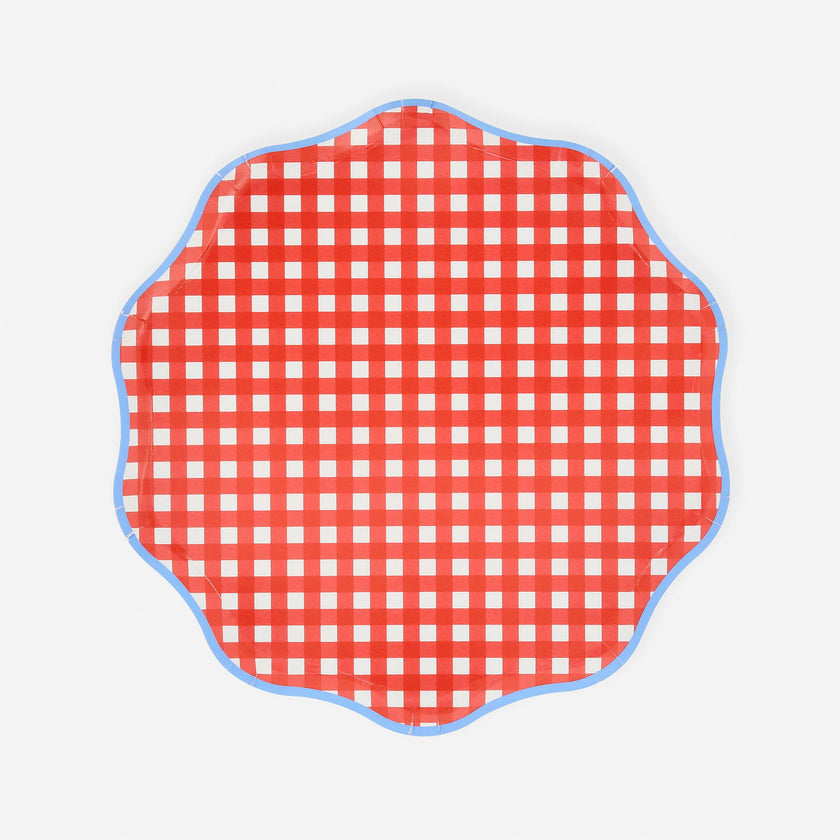 Red Gingham Side Plates (x 8)