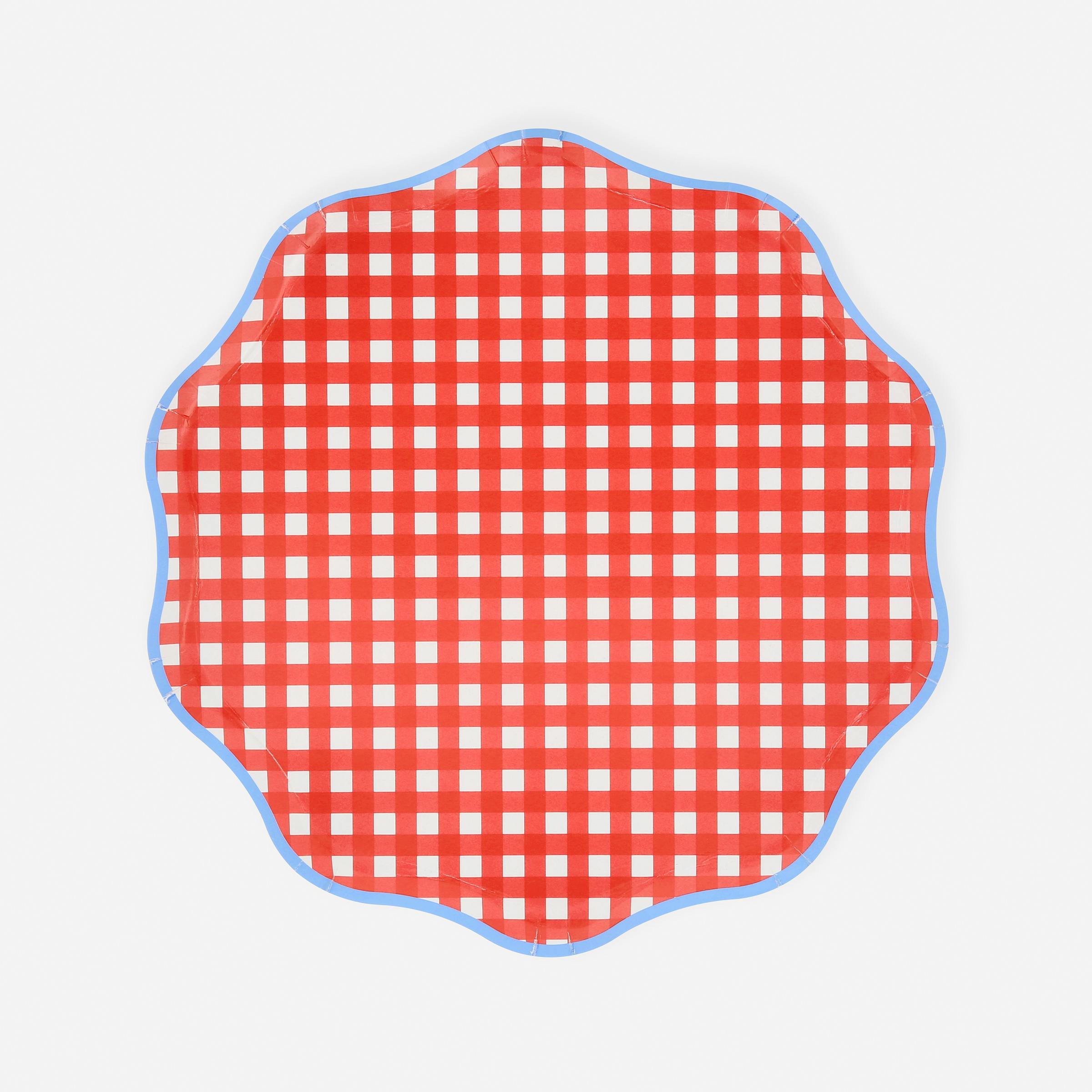 Red Gingham Side Plates (x 8)