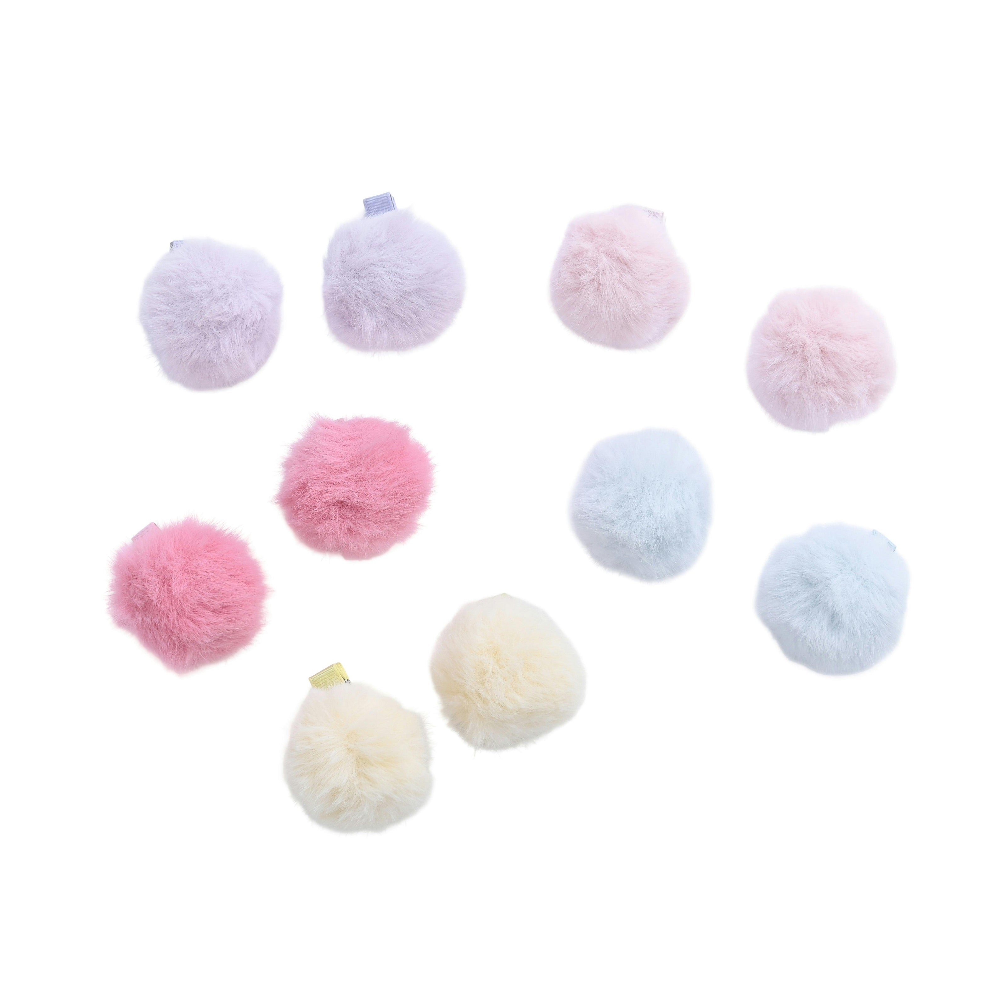 Fluffy Pom-Pom Hair Clip Set