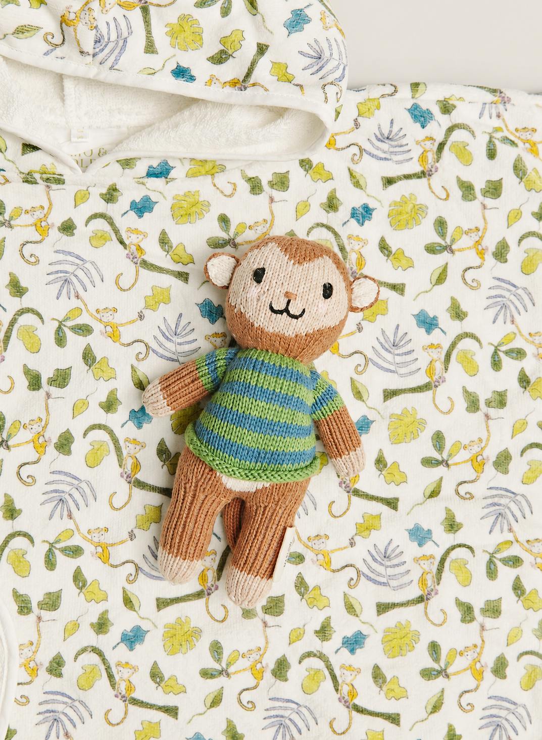 Children's Gift Set: Happy Monkey Swim Poncho and Marlow the Monkey Knit Doll