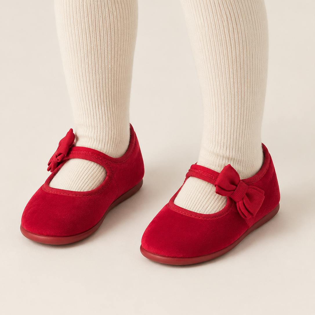 Velvet Bow Mary Jane | Red