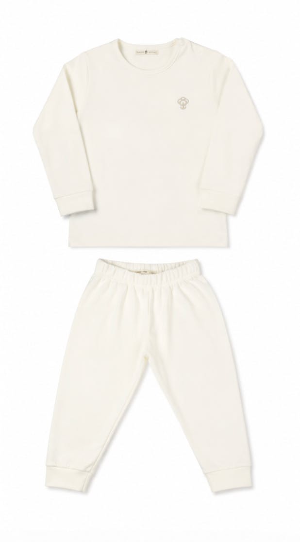 Boy Cream Pajama set in Organic Pima Cotton