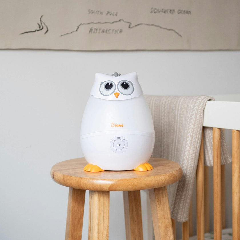 Mini-Adorable Snow Owl 0.5 Gal. Baby Humidifier, Cool Mist with Aroma Tray & Night Light