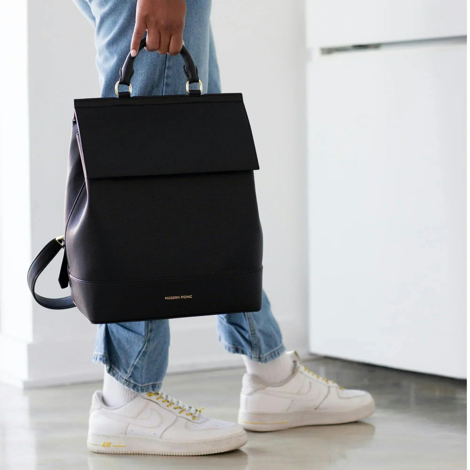 Chic, Stylish Padded Laptop Sleeve Backpack, Black