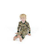 Classic Camo Two-Piece Waffle Knit Bamboo Long Sleeve Kids Pajama Pants Set