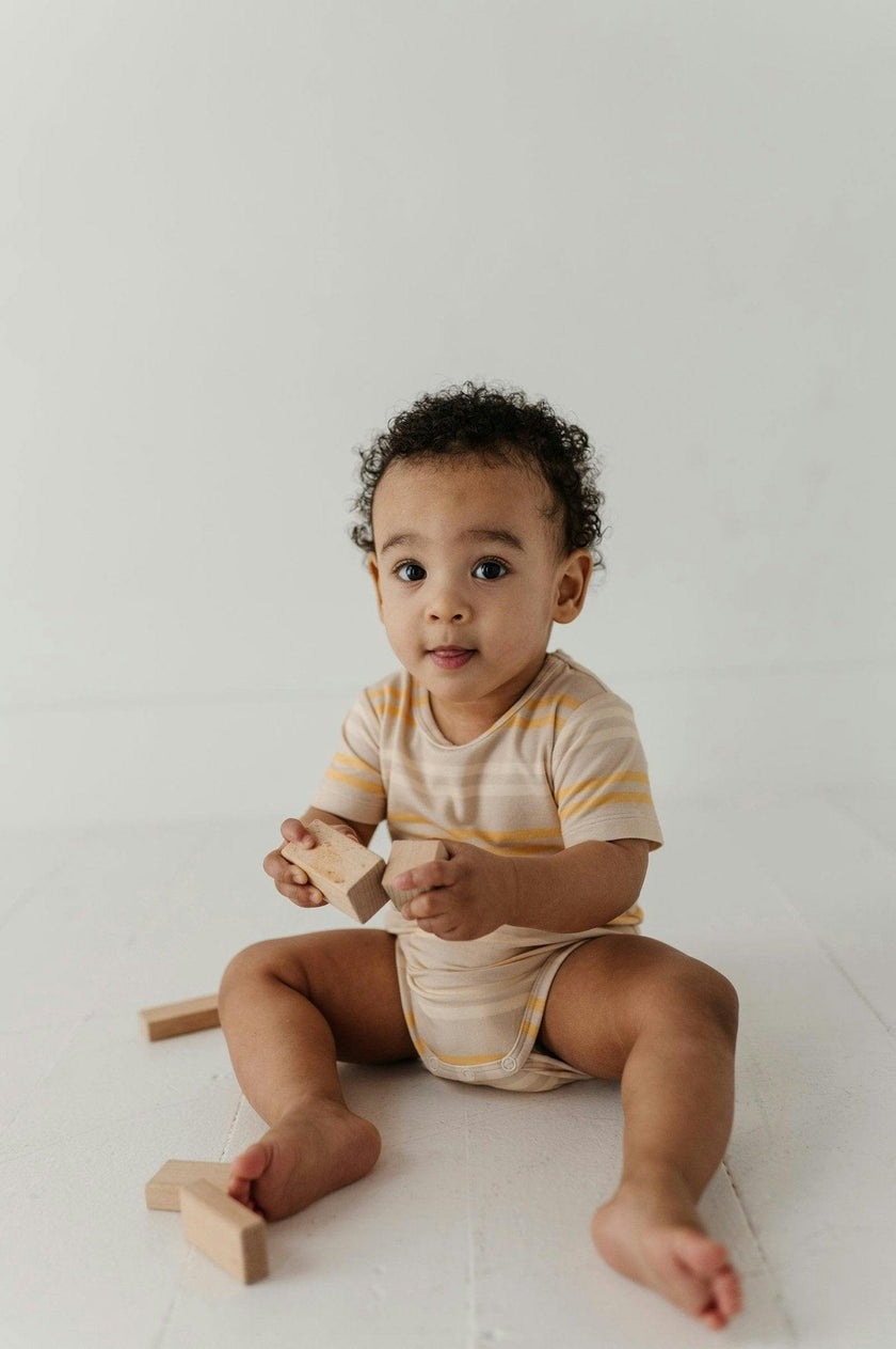 Baby Boy Short Sleeve Bodysuit in Multi Stripe