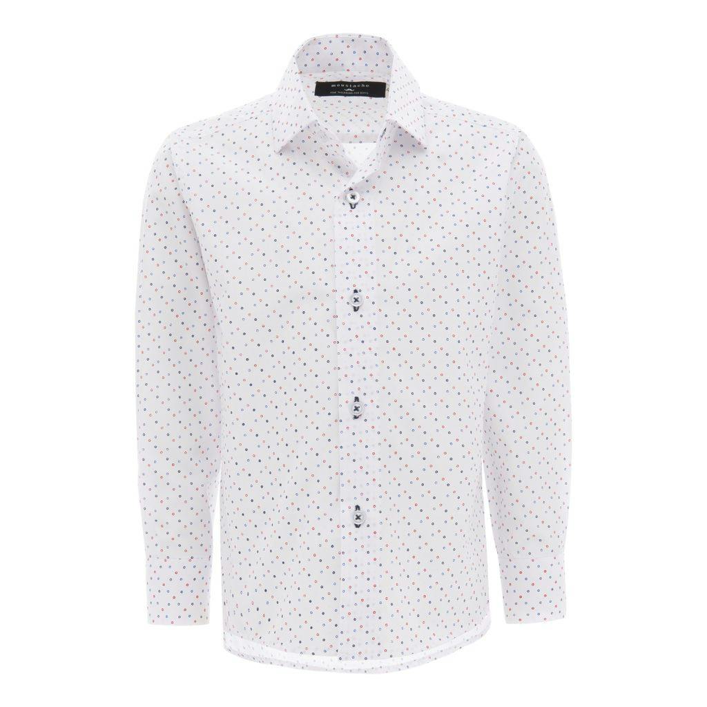 White Circle Print Dress Shirt