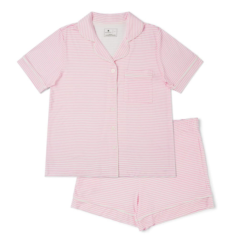 Ballet Stripe Short Sleeve & Shorts Bamboo Women's Pajama Set