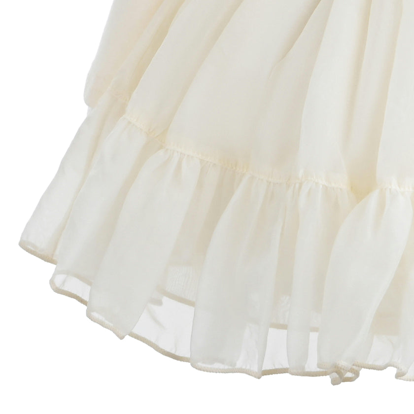 Beige Ruffle Collar Dress