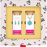 Pink Smiley Necklace and Earrings Gift Set