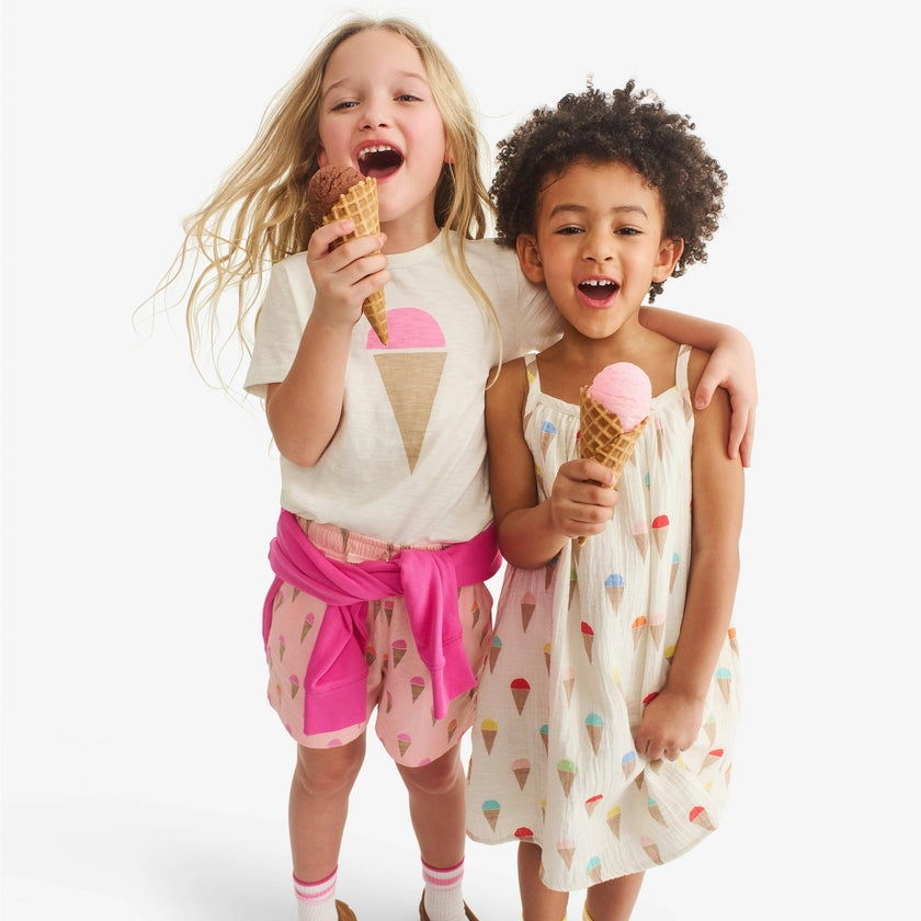 Kids cotton gauze tank dress in rainbow scoops