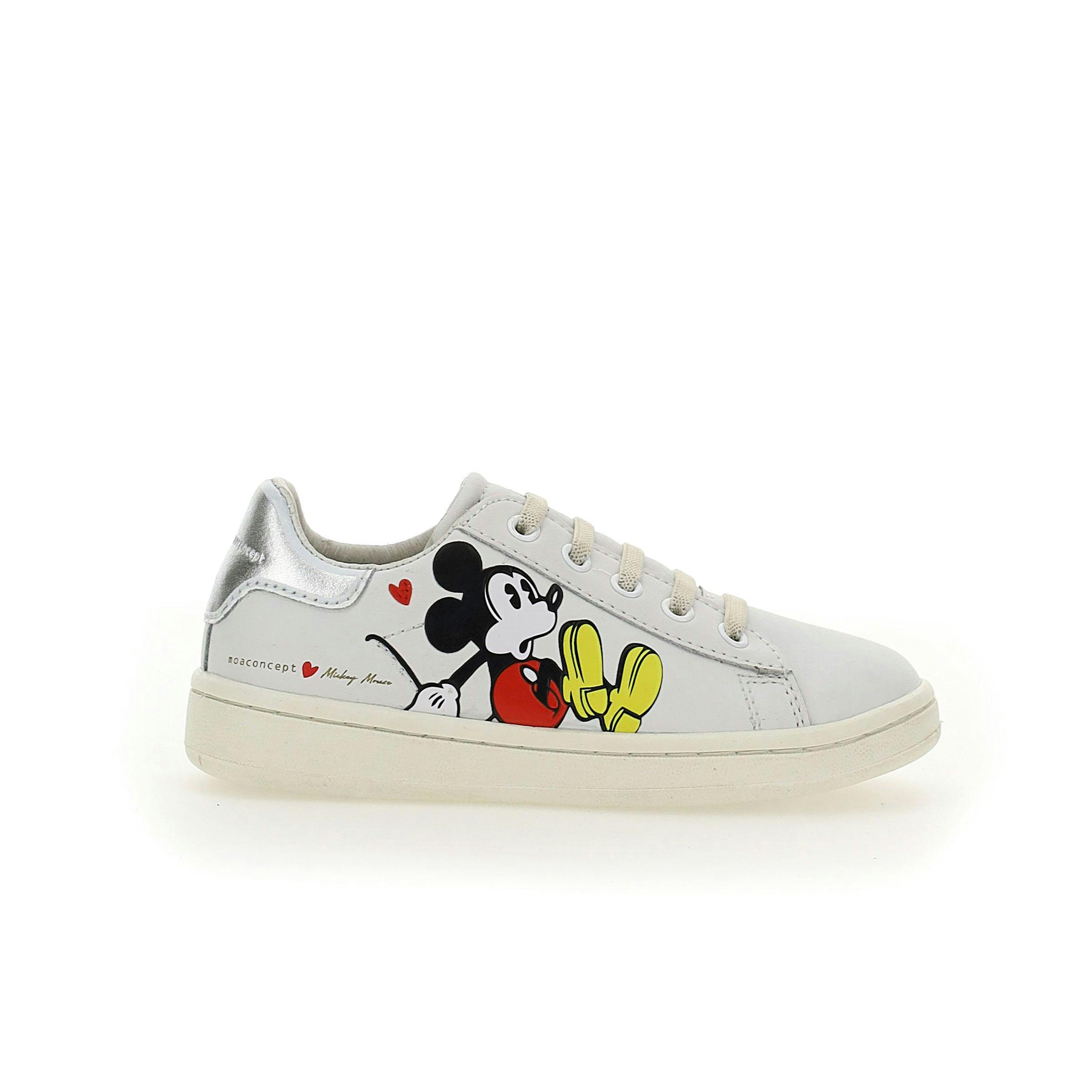 White Mickey Silver Tab Sneakers