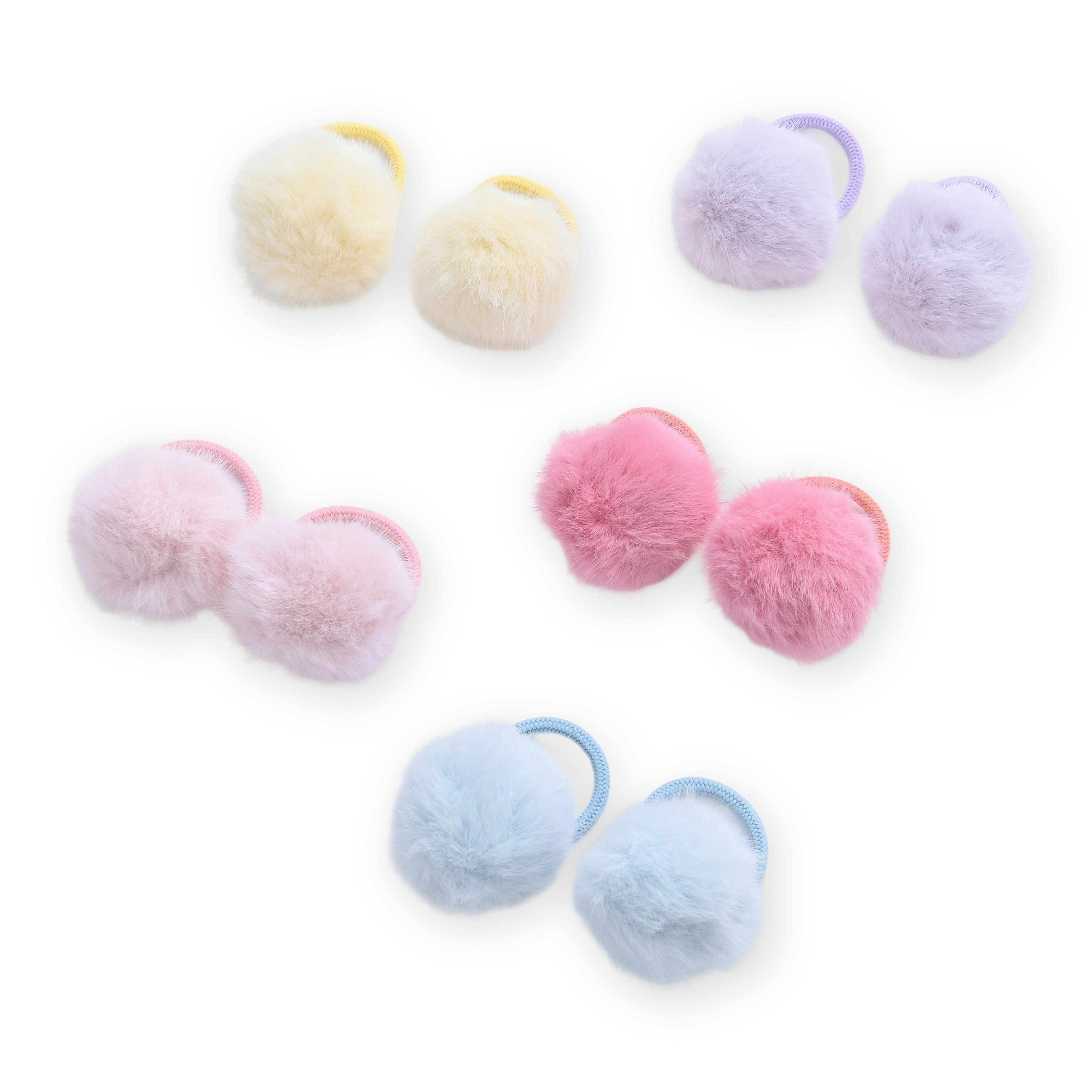 Fluffy Pom-Pom Hair Tie Set