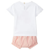 LARANJINHA Peaches Bloomer Baby Set - Pink & White
