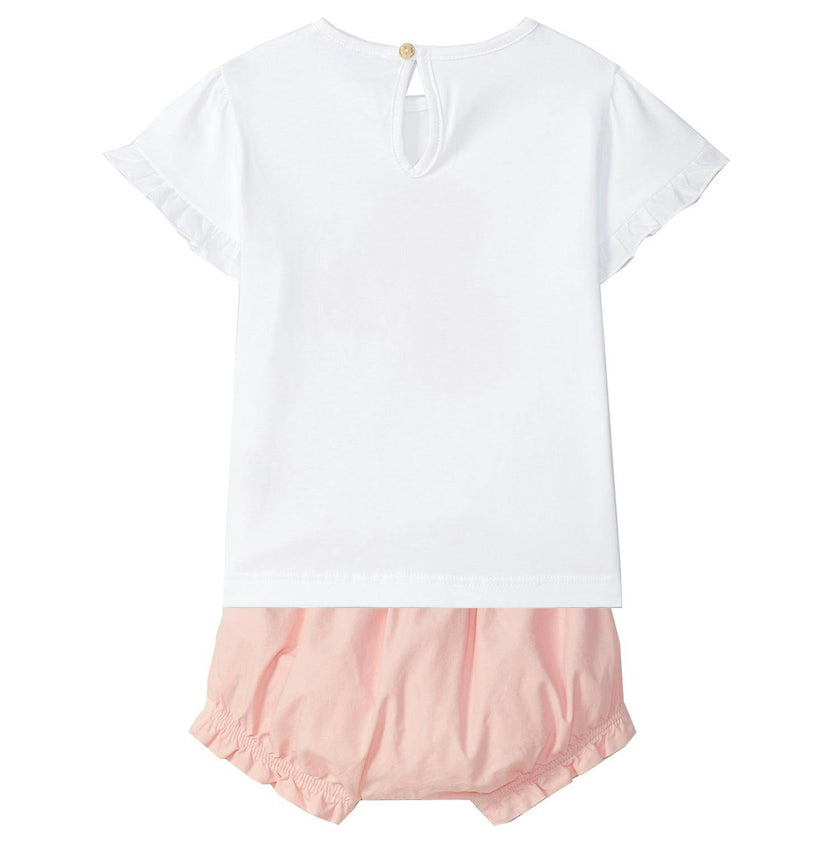 LARANJINHA Peaches Bloomer Baby Set - Pink & White