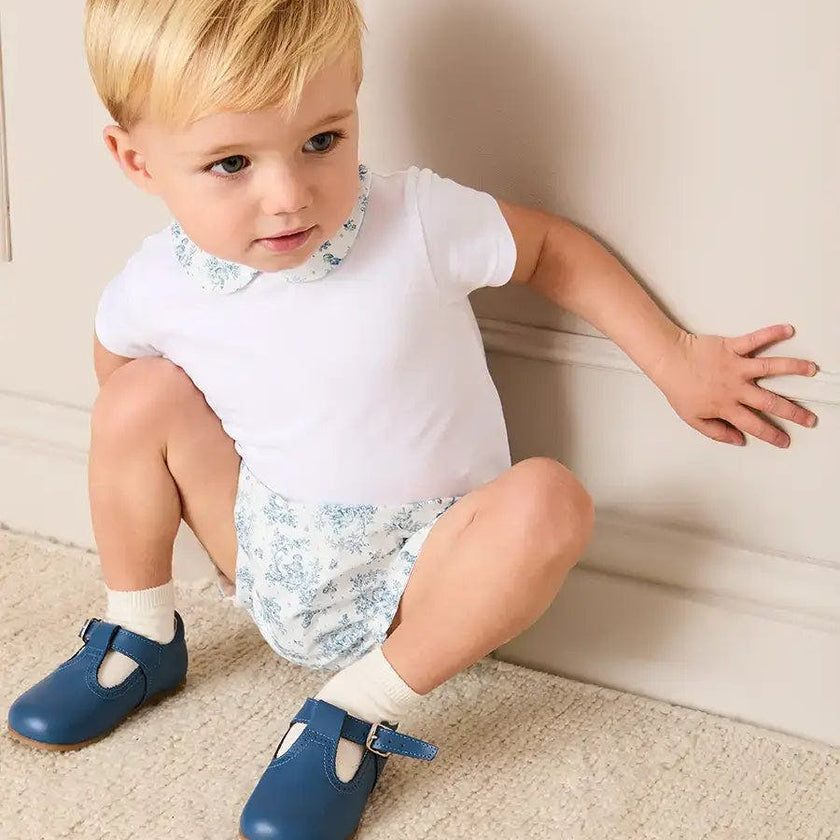 Audrey Toile Peter Pan Collar Bodysuit in Blue (1mth-2yrs)