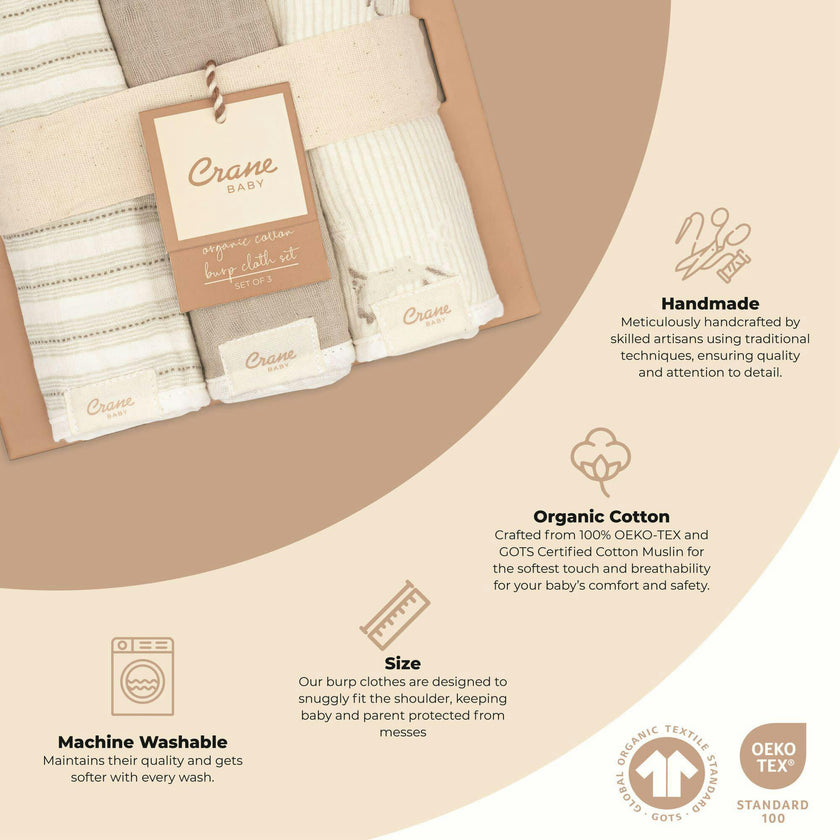 Organic Cotton 3-Piece Burp Cloth Set