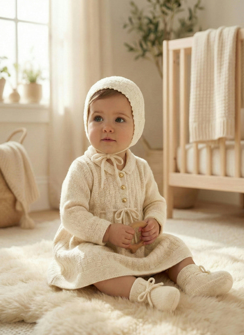 The Aspen Cashmere Baby Bonnet | Cream