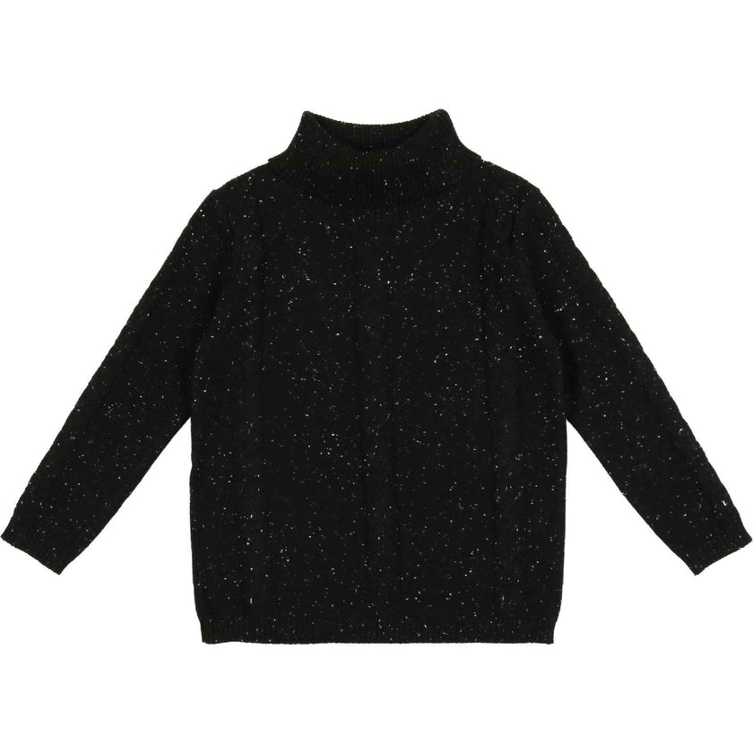 Cable Knit Ribbed Neck Sweater
