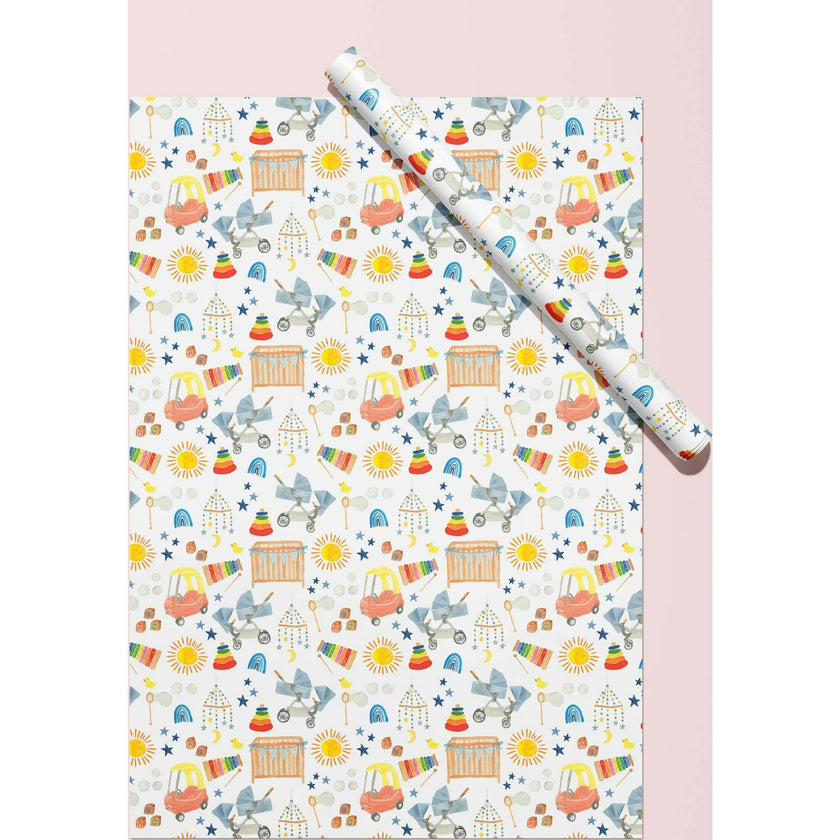 Baby Shower Icons Gift Wrap