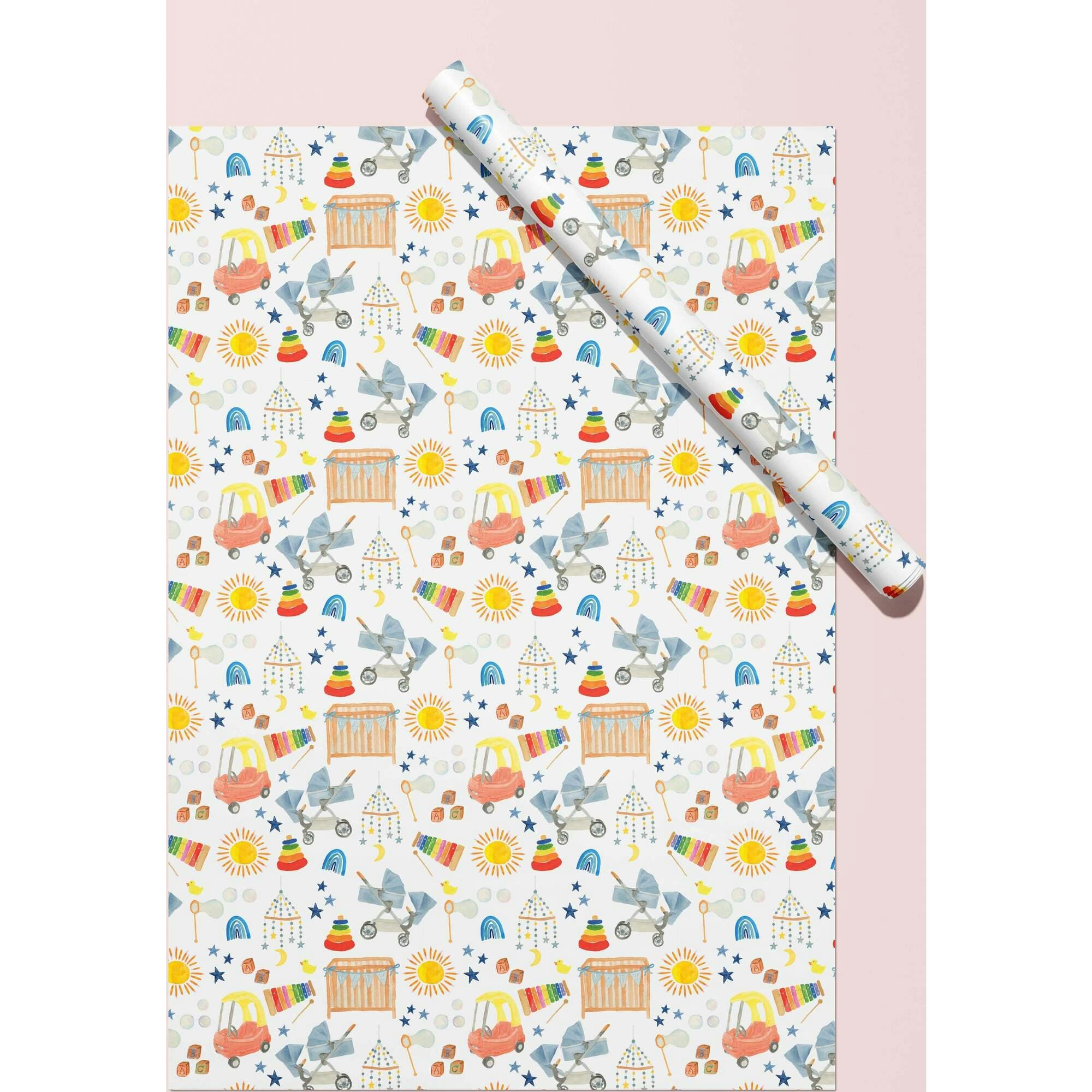 Baby Shower Icons Gift Wrap
