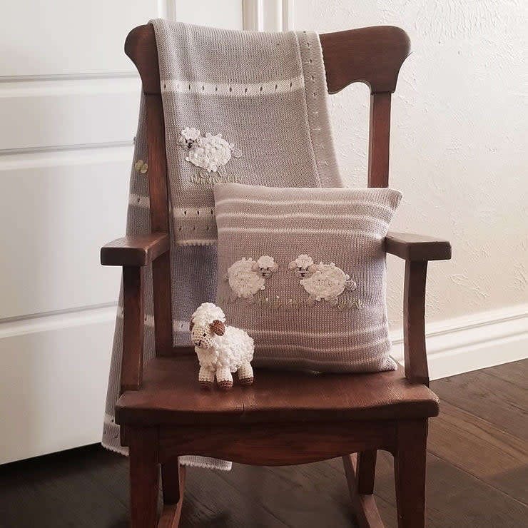 Knit Lamb Baby Blanket, Grey