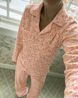Marigolds Women's Button Front Long Pajama Set