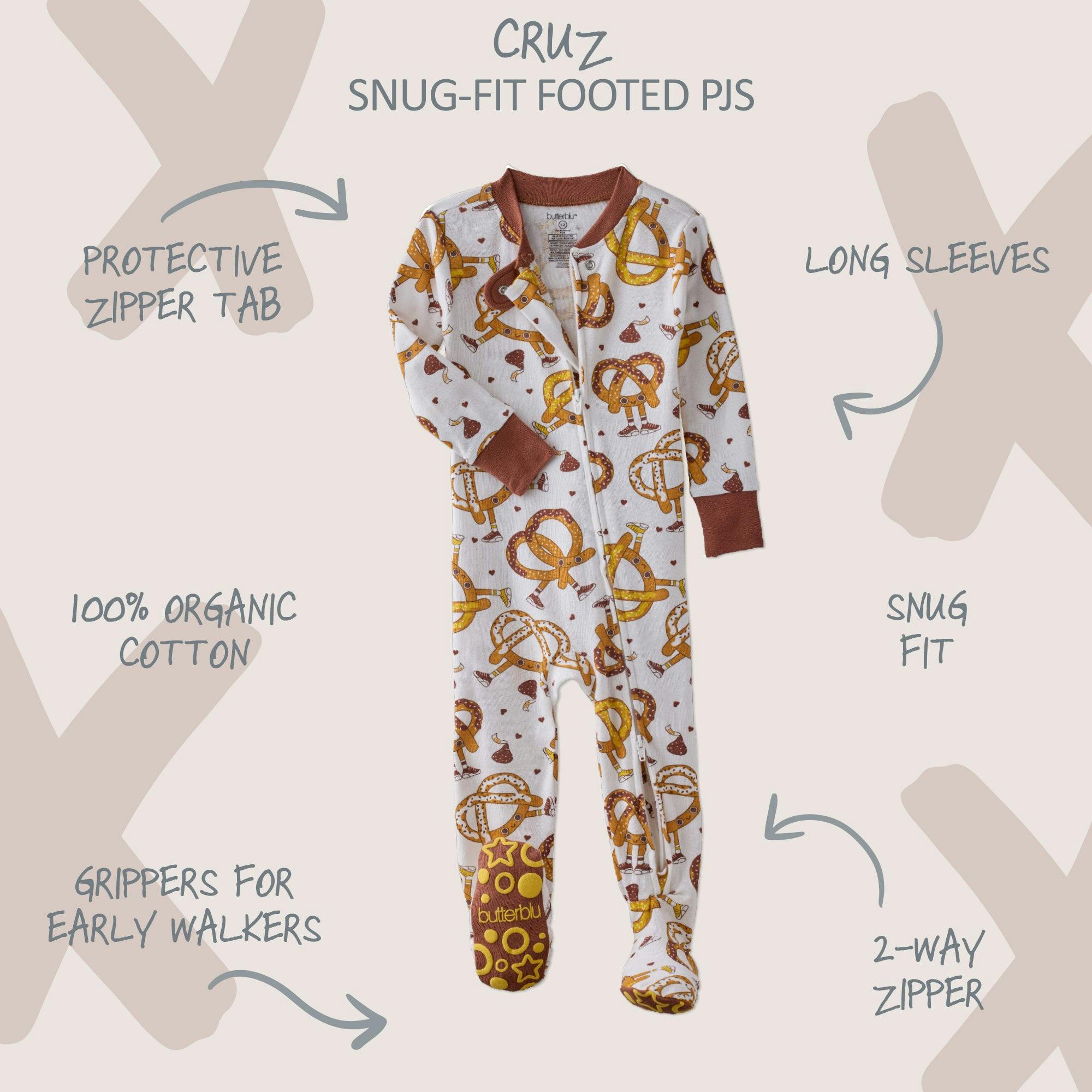 CRUZ Snug-fit Footed Baby Boys Pajamas