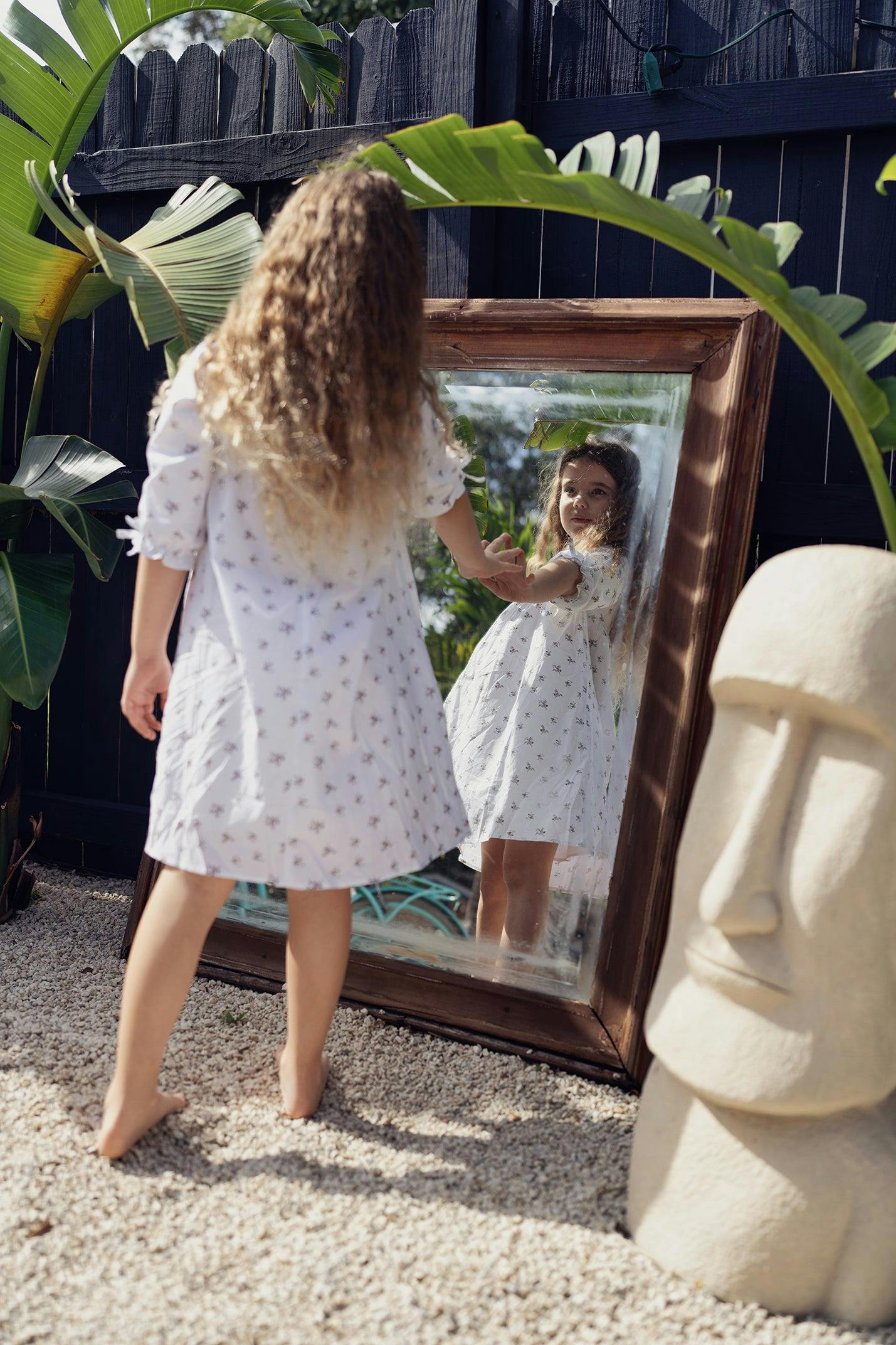 Rose Dot 3-Quarter Sleeve Dress