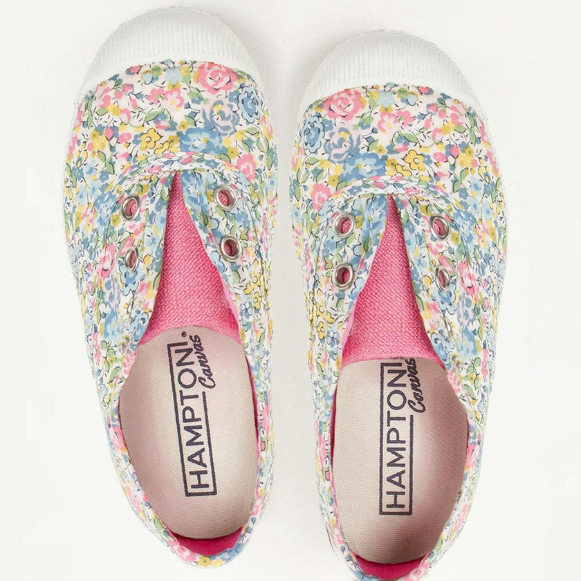 Hampton Canvas Plum Print Plimsolls in Emma Georgina