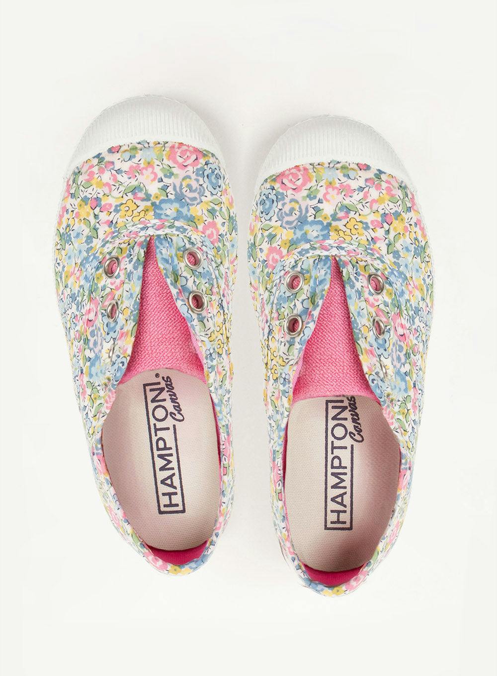 Hampton Canvas Plum Print Plimsolls in Emma Georgina