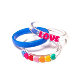 Love & Hearts Rainbow Blue Bangles