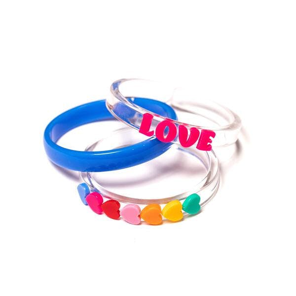 Love & Hearts Rainbow Blue Bangles - VAL