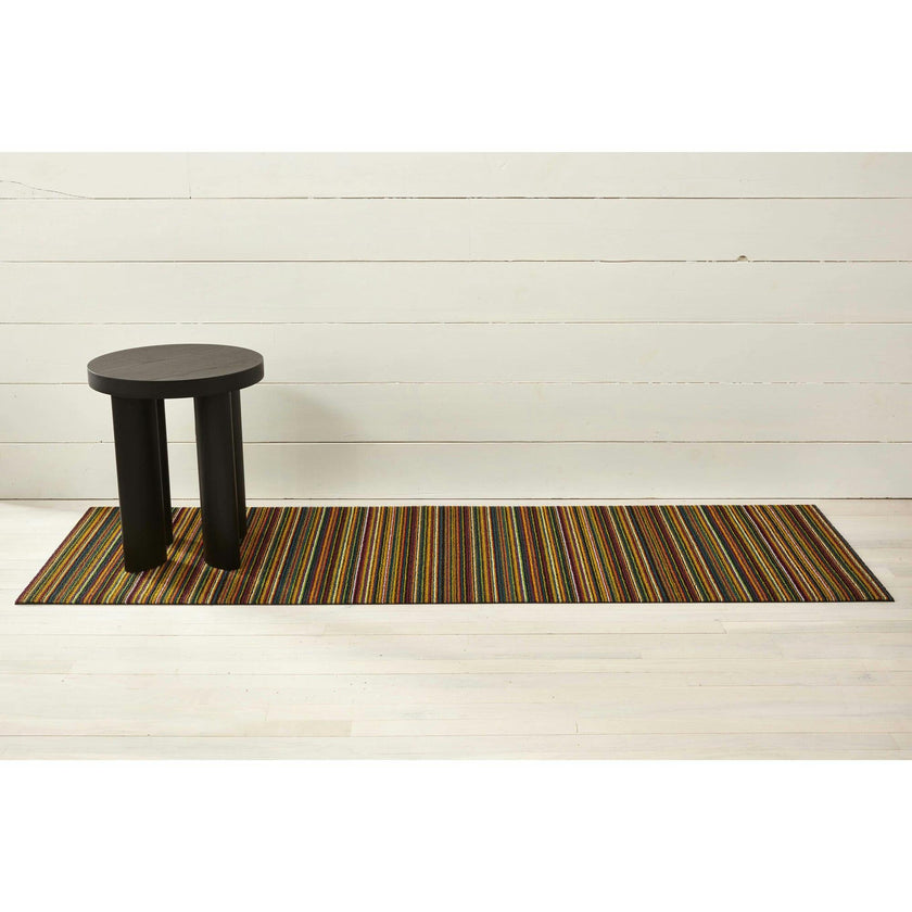 Skinny Stripe Shag Floor Mat, Bright Multi