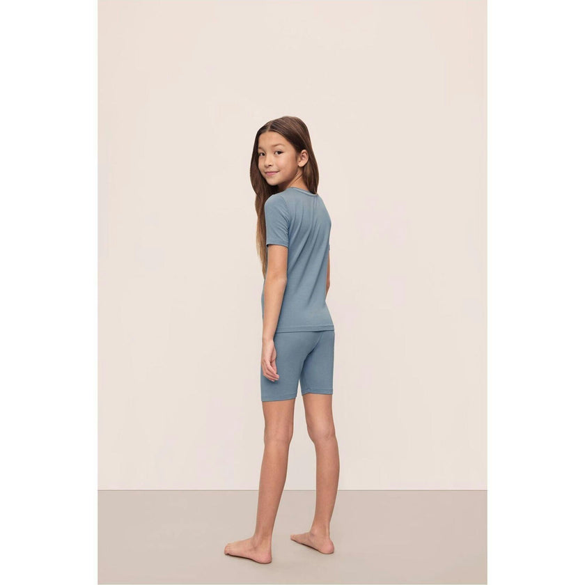 Kids TENCEL™ Modal Unisex Short PJ Set, Blue