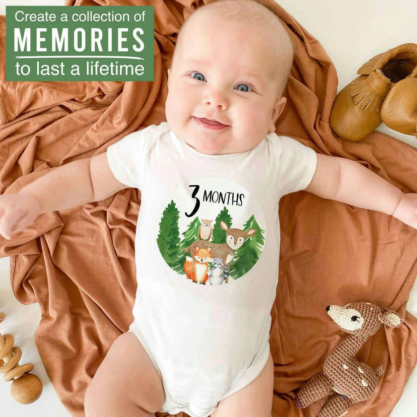 6-Piece Woodland Baby Closet Dividers & 20-Piece Baby Milestone Stickers Baby Shower Gift