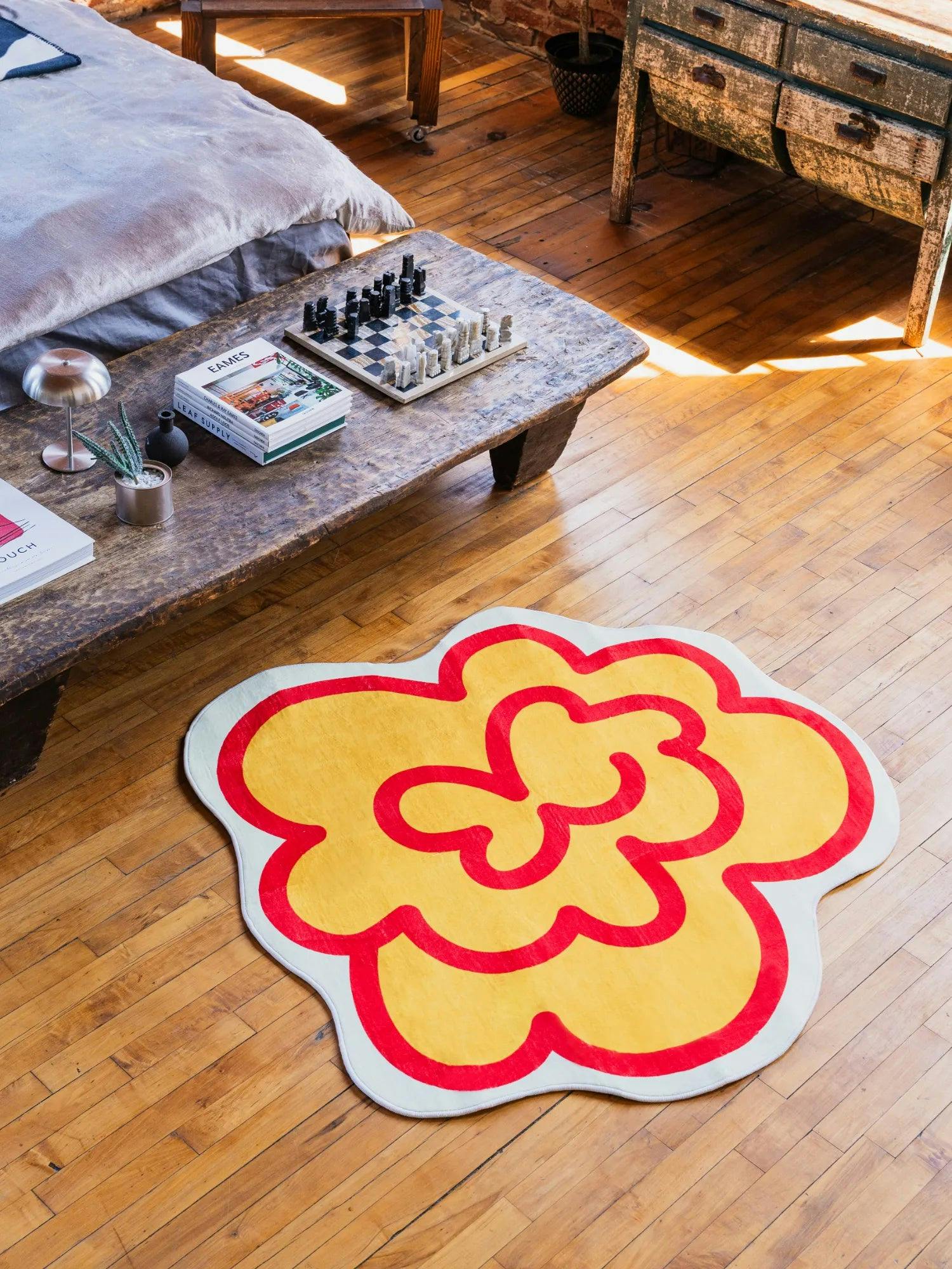 Funky Flower Shaped Irregular Rug by Shayla Goethe