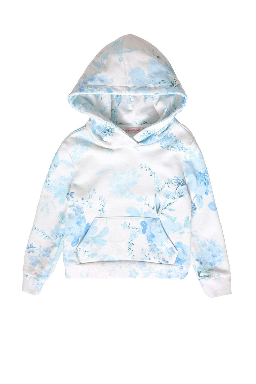 Mini Kian Hooded Sweatshirt in Blue Aquarelle Fleur