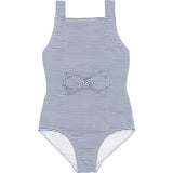 Girls Harbor Stripe Tie-Front One Piece