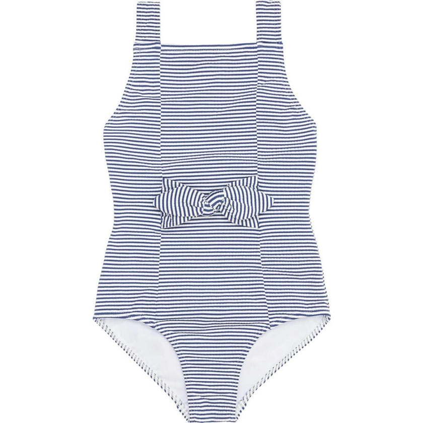 Girls Harbor Stripe Tie-Front One Piece