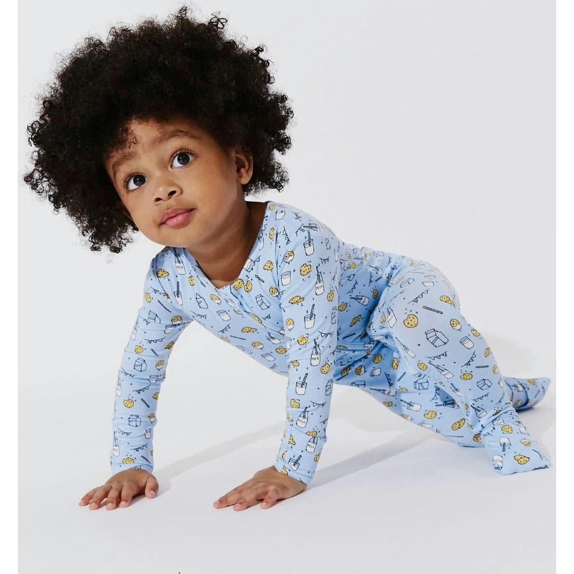 Milk and Cookies Blue Bamboo Convertible Footie