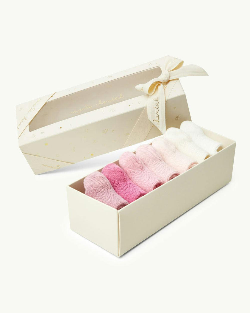 Bijou Set Of 7 Socks - Pink