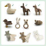 Mix Animals Set 🐻 100% organic crochet rattles, teethers, music boxes, plush